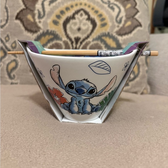 Disney Other - Stitch Noodle Bowl with Chopsticks